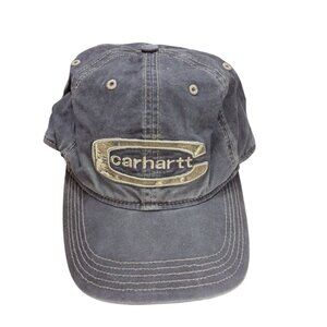 Carhartt Distressed Gray Cotton Baseball Cap With Embroidered Logo & Adjustable